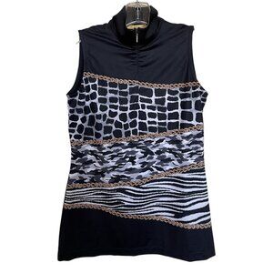 EP Golf Tank Top 1/4 Zip Womens Size XS Black Camo Leopard Zebra